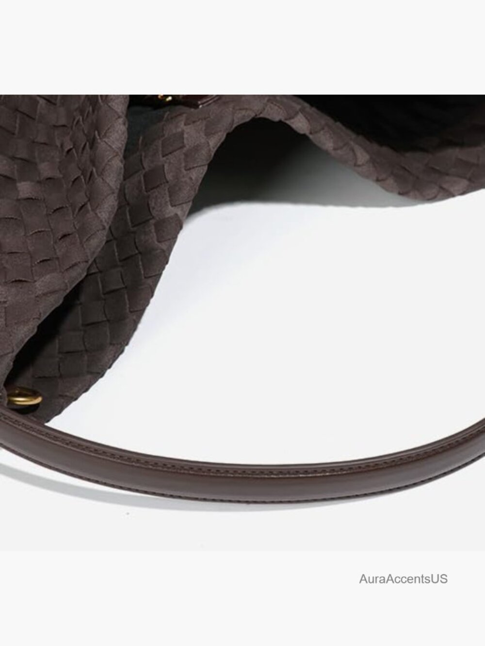 Woven Faux Suede Hobo Shoulder Bag Tote Satchel - Picture 3 of 5